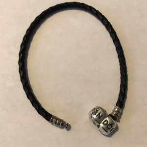 Pandora Black Leather Braided Bracelet